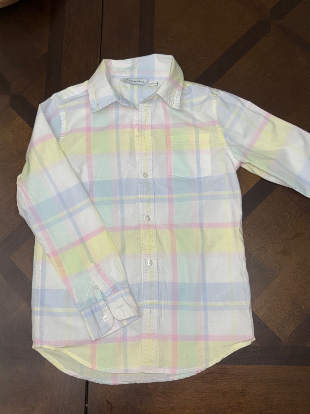 Classic Pastel Plaid Button-Up Shirt - White/Multicolor
